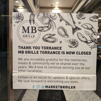 Mb Grille - MB grille closed sign - Seafood Near Me - Torrance, California