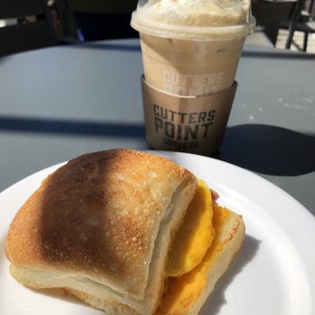 Cutters Point Coffee - Ham breakfast sandwich & caramel butter coconut latte - Coffee & Tea Near Me - Gig Harbor, Washington