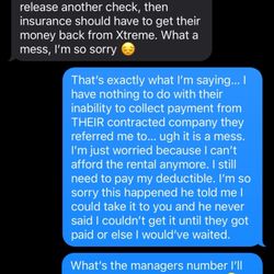 Xtreme Auto Collision - Texts with new auto body shop who is dealing my insurance