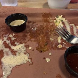 Empty plate it was great!!!! We shared the sides
