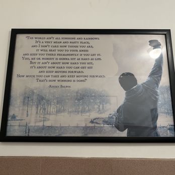 dtown pizzeria - Displayed in the bathroom. Our favorite quote of all time... Rocky!!!! - Pizza Near Me - West Hollywood, California
