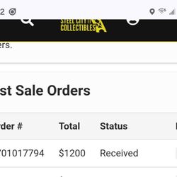 Steel City Collectibles - Agreed upon price was $1425, but when Steel City received the items they lowered the buy price to $1200.