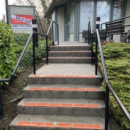 Exterior outside entrance of Edmonds Driftwood Players Theater - Stairs up the entrance. - Edmonds, Washington Exterior outside entrance of Edmonds Driftwood Players Theater - Stairs up the entrance. - Edmonds, Washington