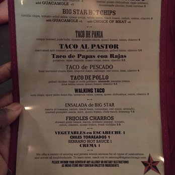 Big Star - These Tacos De Pollo are - Beer Bar Near Me - Chicago, Illinois