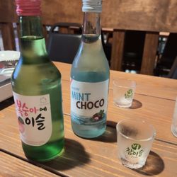 K Pocha - Peach soju and mint choco soju