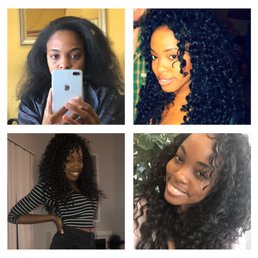 Top left pic is my hair blowdried before the crochet, top right pic is my hair after a month and the two bottom pics are fresh out of shop! Top left pic is my hair blowdried before the crochet, top right pic is my hair after a month and the two bottom pics are fresh out of shop!