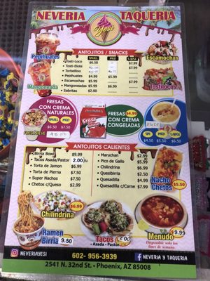 Menu photo 1 Neveria Y Taqueria Yesi Phoenix, AZ Menu photo 1 Neveria Y Taqueria Yesi Phoenix, AZ