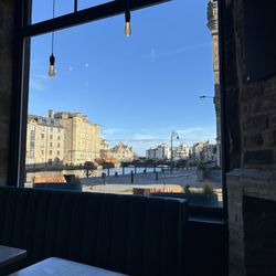 Toast Wine Café - View of waters of Leith from inside