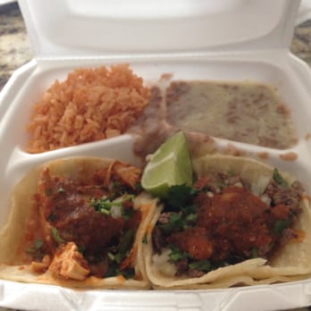 Las 3 Maria's Restaurant - Two taco (chicken/steak) dinner with rice and beans to go - Mexican Near Me - Antioch, California