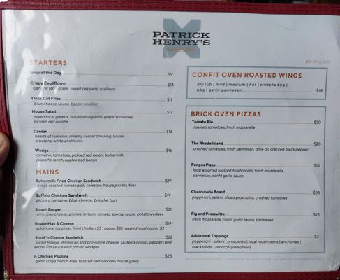Menu photo 6 Patrick Henry's Coxsackie, NY Menu photo 6 Patrick Henry's Coxsackie, NY