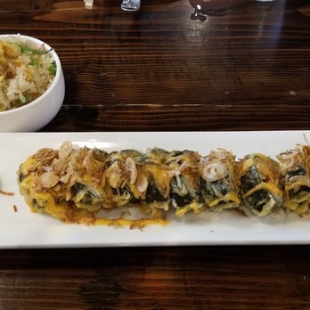 GreenGinger - Crunchy Roll with side of fried rice - Sushi Bars Near Me - Greenwood, Indiana