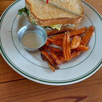 Bee’s Bakery Cafe - Veggie burger on honey wheat bread with sweet potato fries - Bakeries Near Me - Oakhurst, California