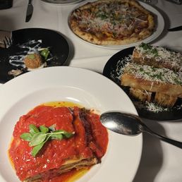 Lasagna Bolognese, Sausage, Peppers, and Onions Pizza (GFO), Spinach & Feta Arancini, Truffle Potatoes Lasagna Bolognese, Sausage, Peppers, and Onions Pizza (GFO), Spinach & Feta Arancini, Truffle Potatoes