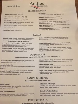 Menu photo 5 Andies Restaurant Chicago, IL