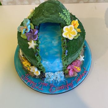 Tasteful Cakes - Daughter is a beach lover, so we got a tropical cake with a water fall. White cake butter cream icing and lemon/raspberry layered filling. - Desserts Near Me - Corona, California Tasteful Cakes - Daughter is a beach lover, so we got a tropical cake with a water fall. White cake butter cream icing and lemon/raspberry layered filling. - Desserts Near Me - Corona, California