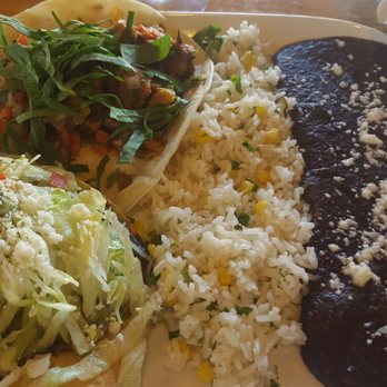 Taco Ocho - 1 shrimp taco with mango pico on top and 1 Aztec tostada (veggie) . Served with a side of rice and black beans.... very filling and yummy - Mexican Near Me - Richardson, Texas Taco Ocho - 1 shrimp taco with mango pico on top and 1 Aztec tostada (veggie) . Served with a side of rice and black beans.... very filling and yummy - Mexican Near Me - Richardson, Texas