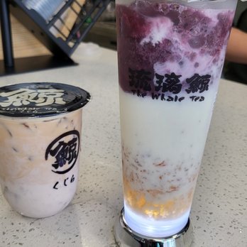 Whale Tea - Taro Creme Brulee left Grape milk right - Bubble Tea Near Me - Virginia Beach, Virginia