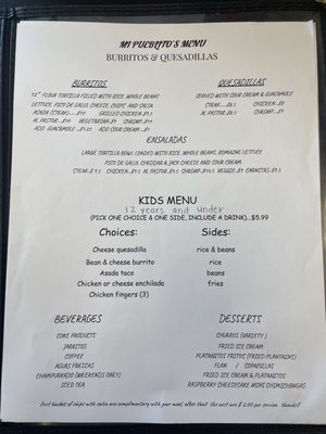Menu photo 2 Mi Pueblito Mexican Cafe Caldwell, ID