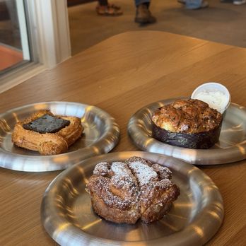 Little While - Ube leche flan (left), Kaya kouign Amman (middle), everything pull apart with everything cream cheese (right) - Coffee & Tea Near Me - San Diego, California Little While - Ube leche flan (left), Kaya kouign Amman (middle), everything pull apart with everything cream cheese (right) - Coffee & Tea Near Me - San Diego, California