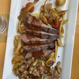 Vegetables and steak