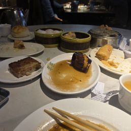 Radish cake, eggplant with shrimp, shrimp balls, sticky rice, pineapple bun, sui mai, spring roll, green beans, honey walnut shrimp Radish cake, eggplant with shrimp, shrimp balls, sticky rice, pineapple bun, sui mai, spring roll, green beans, honey walnut shrimp