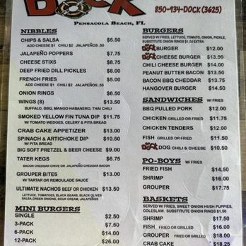 The Dock At Pensacola - Menu - Bars Near Me - Gulf Breeze, Florida The Dock At Pensacola - Menu - Bars Near Me - Gulf Breeze, Florida