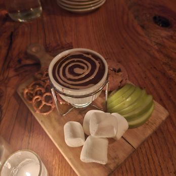 Kashkaval Garden - Chocolate Tahini Swirl Fondue. $15. Tasty dessert - Mediterranean Near Me - New York, New York