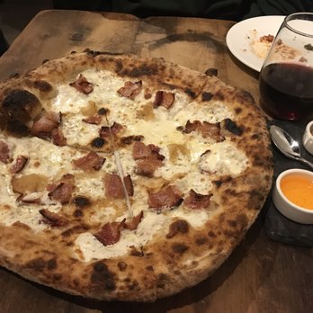 Razza - Maple Bacon Pizza with some chili oil on the side. - Pizza Near Me - Jersey City, New Jersey Razza - Maple Bacon Pizza with some chili oil on the side. - Pizza Near Me - Jersey City, New Jersey