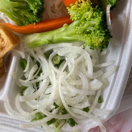Vegetables and Tofu Soup with a long black hair Vegetables and Tofu Soup with a long black hair