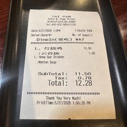 Tai Pan - Receipt
