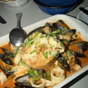 Celeste - tacu tacu a lo macho / seafood bean+rice risotto peruvian style (gf, d) - Peruvian Near Me - Somerville, Massachusetts