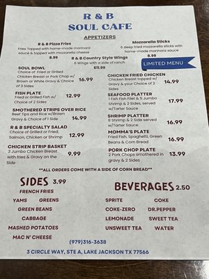 Menu photo 2 R & B Soul Cafe Lake Jackson, TX