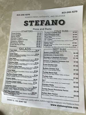 Menu photo 3 Stefano Pizza And Pasta Tampa, FL Menu photo 3 Stefano Pizza And Pasta Tampa, FL