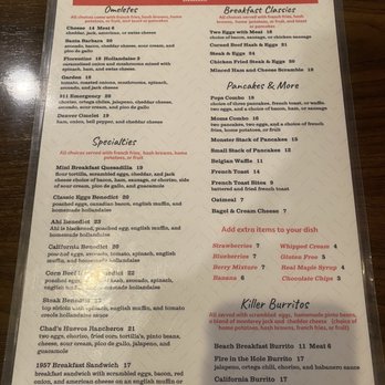 Chad's - Food menu as of 5/13/23 - Breakfast & Brunch Near Me - Santa Barbara, California