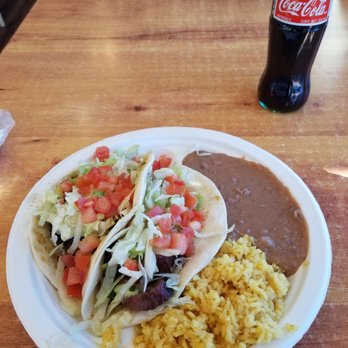Arlene's Beans & Salsa - Carne Asada tortillas with rice, beans, and a Mexican coke. - New Mexican Cuisine Near Me - Monument, Colorado