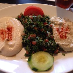 Hanna's Middle Eastern Restaurant - Lunch combo: Tabouli salad was good. Baba Gounaugh & hummus were ok; nothing special. Pita wasn't homemade. Ok food in general.