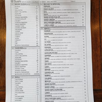 @Sushi - Sushi menu - Sushi Bars Near Me - Long Beach, California @Sushi - Sushi menu - Sushi Bars Near Me - Long Beach, California