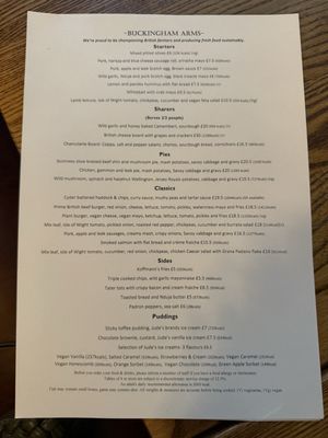 Menu photo 1 Buckingham Arms Westminster, XGL Menu photo 1 Buckingham Arms Westminster, XGL