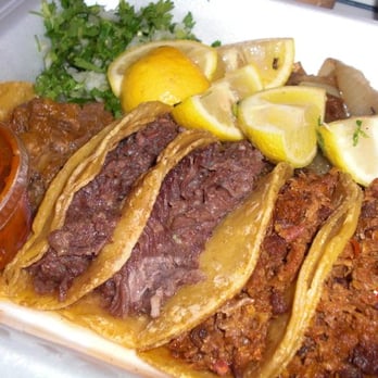 El Ranchero Meat Market - Lengua, barbacoa (2), and al pastor (2) - Mexican Near Me - Irving, Texas