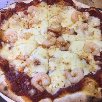 Cafe B.O.M. - Delicious shrimp pizza - tons of stretchy cheese, savory sauce and crust with a crisp edge and a little char. - Desserts Near Me - Mabalacat, PAM