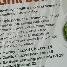 Grill Bowl menu Grill Bowl menu