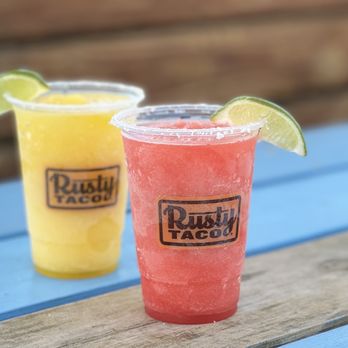 Rusty Taco - two drinks on a blue table - Tacos Near Me - Tempe, Arizona