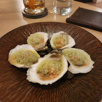 Quarter Acre - Half Shell Oyster w Kiwi Bubbles and Rosé Mignonette - New American Near Me - Dallas, Texas Quarter Acre - Half Shell Oyster w Kiwi Bubbles and Rosé Mignonette - New American Near Me - Dallas, Texas