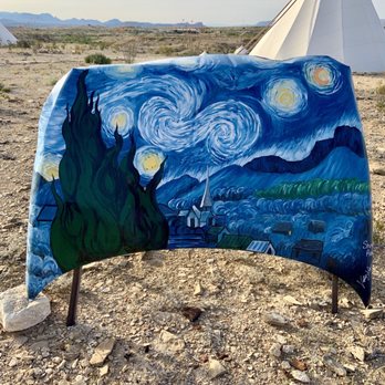 Basecamp Terlingua - Another art piece on a car hood - Vacation Rentals Near Me - Terlingua, Texas