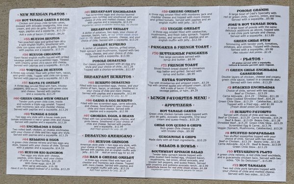 Menu photo 5 Hot Tamales Rio Rancho, NM