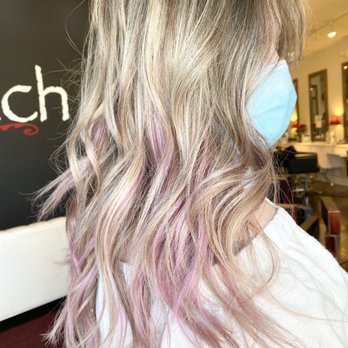 Touch - Full head of highlights with a blush-pink color applied underneath. - Hair Salons Near Me - Milltown, New Jersey