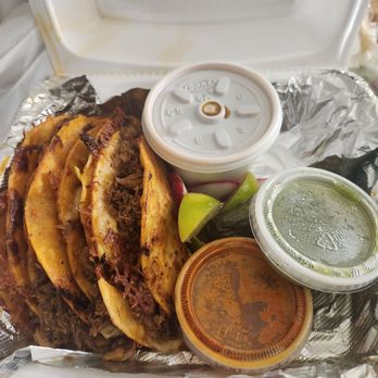 Birrieria La Vacona - 4 qeso birra tacos with salas and consome, and onion n Cilantro on the side - Mexican Near Me - Highland, California Birrieria La Vacona - 4 qeso birra tacos with salas and consome, and onion n Cilantro on the side - Mexican Near Me - Highland, California