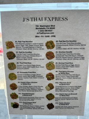 Menu photo 1 J's Thai Express Montebello, CA