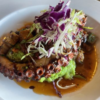 Fogon Contemporanean Kitchen - Octopus mash potatoes and eggplant ragú - Mexican Near Me - Matteson, Illinois