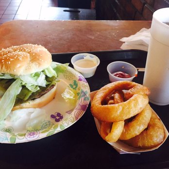 The Chuck Box - Burger with Onion Rings - Burgers Near Me - Tempe, Arizona The Chuck Box - Burger with Onion Rings - Burgers Near Me - Tempe, Arizona